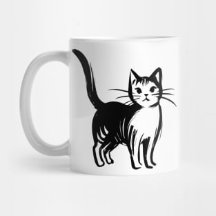 Stick figure cat in black ink Mug